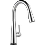 Delta - Delta Essa Single Handle Pull-Down Kitchen Faucet With Touch2O Technology, Polis - Touch it on. Touch it off. Whether you have two full hands or 10 messy fingers, Delta Touch2O Technology helps keep your faucet clean, even when your hands aren't. A simple touch anywhere on the spout or handle with your wrist or forearm activates the flow of water at the temperature where your handle is set. The Delta TempSense LED light changes color to alert you to the water's temperature and eliminate any possible surprises or discomfort. Delta MagnaTite Docking uses a powerful integrated magnet to pull your faucet spray wand precisely into place and hold it there so it stays docked when not in use. Delta faucets with DIAMOND Seal Technology perform like new for life with a patented design which reduces leak points, is less hassle to install and lasts twice as long as the industry standard*. Kitchen faucets with Touch-Clean  Spray Holes  allow you to easily wipe away calcium and lime build-up with the touch of a finger. You can install with confidence, knowing that Delta faucets are backed by our Lifetime Limited Warranty. Electronic parts are backed by our 5-year electronic parts warranty.  *Industry standard is based on ASME A112.18.1 of 500,000 cycles.