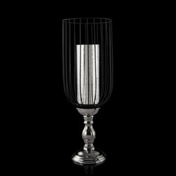Onyx Black & Nickel Metal & Glass Hurricane - Candleholders