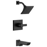 Delta - Delta Pivotal Monitor 14 Series H2Okinetic Tub and Shower Trim, Matte Black - The confident slant of the Pivotal Bath Collection makes it a striking addition to a bathroom�s contemporary geometry for a look that makes a statement. Delta H2Okinetic Showers look different because they are different. Using advanced technology, H2Okinetic showers sculpt water into a unique wave pattern, giving you 3X the coverage of a standard shower head.* The end result is a shower that provides more coverage, more warmth and more intensity for a truly drenching shower experience.  Matte Black makes a statement in your space, cultivating a sophisticated air and coordinating flawlessly with most other fixtures and accents. With bright tones, Matte Black is undeniably modern with a strong contrast, but it can complement traditional or transitional spaces just as well when paired against warm nuetrals for a rustic feel akin to cast iron. *Coverage measured in accordance with EPA WaterSense Specification for shower heads, March 4, 2010.
