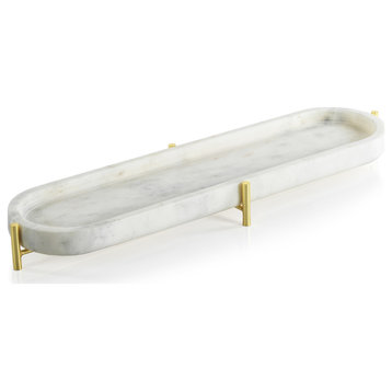 Pordenone Marble Tray on Metal Stand, Large