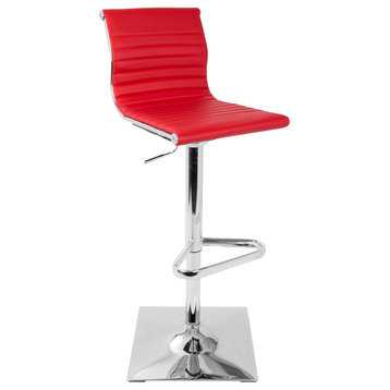 LumiSource Master Height Adjustable Barstool With Swivel, Red