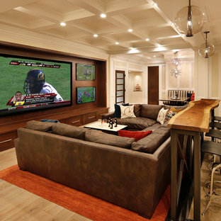 Design ideas for a traditional home cinema in San Francisco with a wall mounted tv.