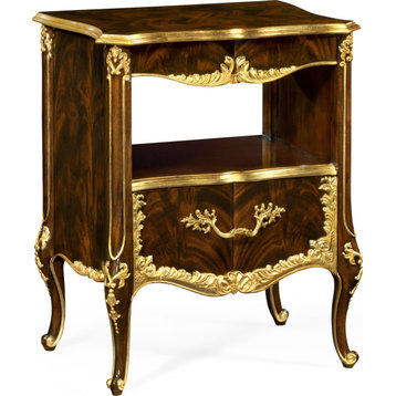 Monte Carlo Mahogany & Gilded Nightstand - Antique Mahogany Brown - High Lustre
