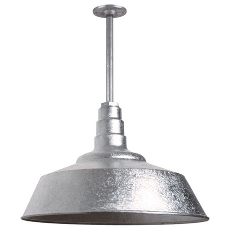 Barn Lighting 20" Pendant With Rigid Stem, Galvanized