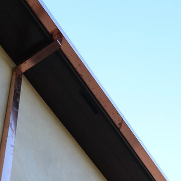 sectional 4x5 Box Gutters, 16 ounce Copper, Modern Home in Manhattan Beach, CA.
