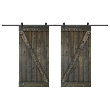 Solid wood barn door Made-In-USA with Hardware Kit(DIY), Ebony, 84x84"h