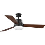 Progress Lighting - Trevina II Collection 52" 3-Blade  Architectural Bronze Ceiling Fan - This ceiling fan includes two LED bulbs covered by a white opal shade to help extend your day into the evening. You and your family will relax in your peaceful retreat created by the cool breeze coming from the three-blades rotating overhead. The fixture is coated in an architectural bronze-finish to complete the handsome design. Does not have a switch included. Add a wall control or remote control.