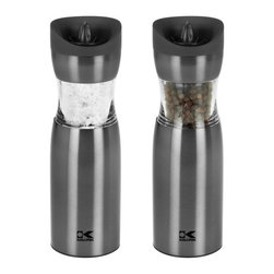 Electric Gravity Salt and Pepper Grinder Set in Gun Metal - Salt And Pepper Shakers And Mills
