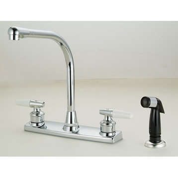 Two Handle Kitchen Faucet With Spray, Chrome, Chrome