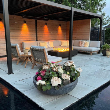 Chaleur sous pergola : le brasero au cœur de votre espace extérieur.