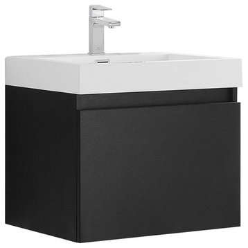 Fresca Nano Black Modern Bathroom Cabinet with Integrated Sink