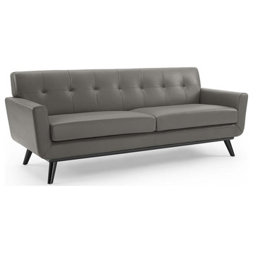 Engage Top-Grain Leather Living Room Lounge Sofa, Gray