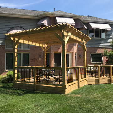 Pressure Treated Pine Deck & Free Standing Pergola in Orland Park, IL