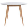 Avella 39" Round Italian Carrara White Marble Dining Table with Oak Legs