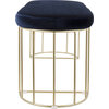 Canary Contemporary Dining Entryway Bench in Gold and Blue Velvet