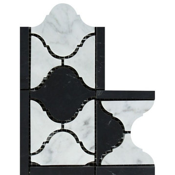 Carrara Florence Honed Lantern Corner (Carrara Florence With Black), 5 pieces