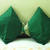 Forest Green- 2  handcrafted Sari European Pillow Cover, Euro Sham 26" X 26"