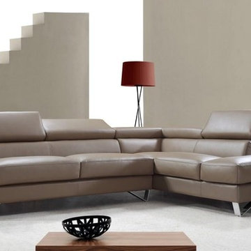 Light Brown Leather Sectional Sofa with Adjustable backrests