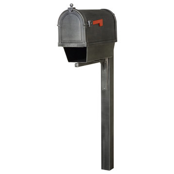 Berkshire Mailbox With Newspaper Tube and Wellington Post, Swedish Silver