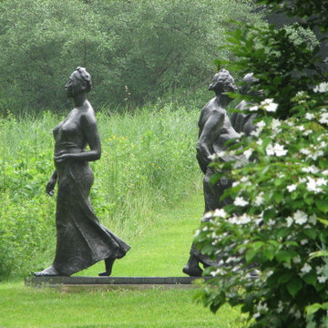 Life-sized statues walk the property