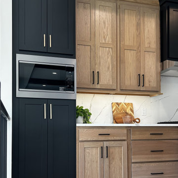 White Oak and Black Split Foyer Modern Kitchen