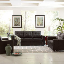 Enright Modern Black Bonded Leather Match Sofa Set - $1336.37 - Living Room Furniture Sets