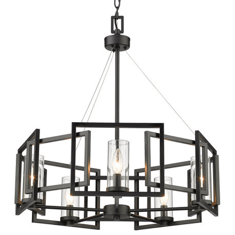 Golden Lighting 6068-5 Marco 5 Light 25"W Pillar Candle - Matte Black