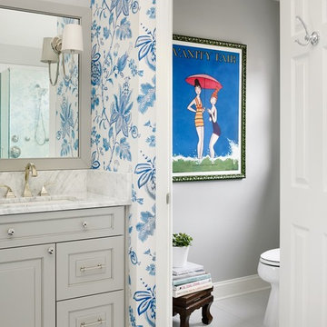 Blue and White Modern Bedroom and Bathroom Renovation