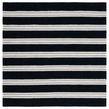 Safavieh Metro Met601Z Striped Rug, Black and Ivory, 6'0"x6'0" Square