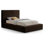 Meridian Furniture - Dexter Upholstered Bed, Brown, Twin, Corduroy Fabric - When a bedroom rehab is on your "to do" list, this Dexter brown corduroy fabric twin bed is a great jumping-off point. Designed to give your bedroom a fresh new face fast, this twin size bed is upholstered in soft brown furry textured corduroy fabric in a homage of sorts to the timelessly iconic material that's part of your coziest fall wardrobe. The contemporary design of the bed features channel tufting for textural appeal, and the high headboard adds a dramatic vibe whether in the master suite or guest bedroom.