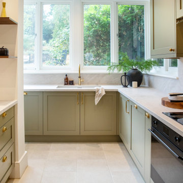Mackintosh Shaker Kitchen in Sage Green and Walnut, Alexandra Palace, London