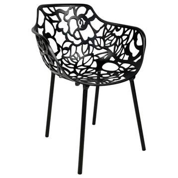 Leisuremod Modern Devon Aluminum Chair With Arm, Black