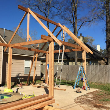 Custom Cedar Patio Cover (During)