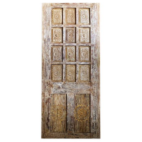 Consigned Vintage Door Sliding Barn Door Old Indian Chakra Carved Doors 81