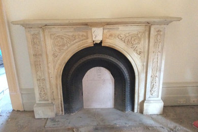 Restoration of Victorian antique marble fireplace with floral design