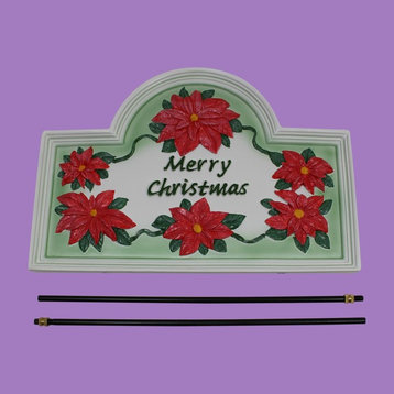 Merry Christmas Stand White Plaque Metal With Stand Holiday Decor