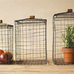Rectangular Wire Baskets with Lids, Set of 3 - Baskets