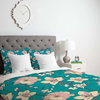 Deny Designs Rachelle Roberts Painted Poppy In Turquoise Duvet Cover - Lightweig