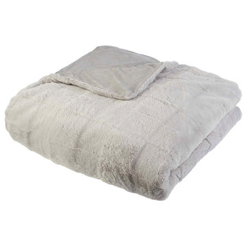 Faux Fur Blanket 60x80" Queen Size Throw Blanket, Gray