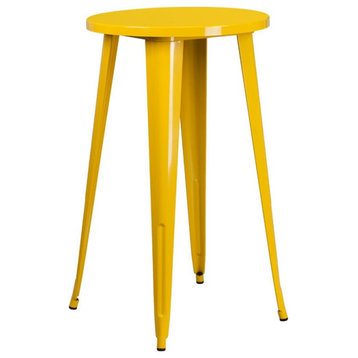 Flash Furniture 24" Round Metal Bar Table in Yellow