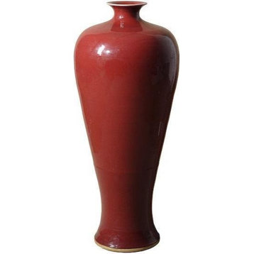 Vase Prunus Colors May Vary Oxblood Red Variable Porcelain Polished