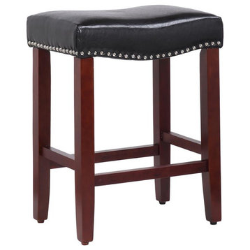 24" Upholstered Saddle Seat Counter Stool in Black