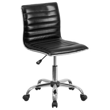 Pemberly Row Contemporary Ribbed Faux Leather Office Chair in Black