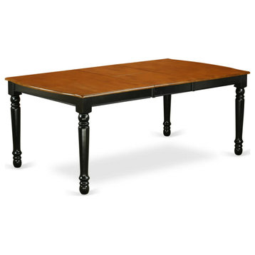 Farmhouse Dining Table, Rectangular Shaped Top With Butterfly Leaf, Cherry/Black