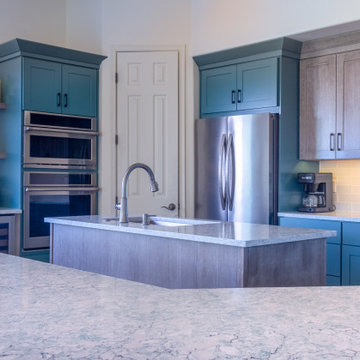 Transitional Teal Kitchen