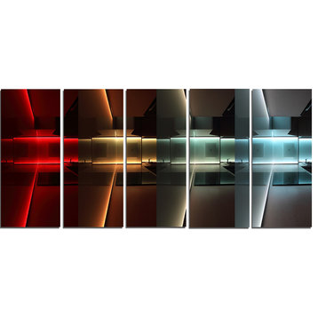 "Kitchen with LED Lighting" Abstract Digital Canvas Print, 60"x28", 5 Panels