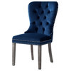 Theo Tufted Dining Chair Nailhead Trim, Set of 2, Navy Blue Velvet