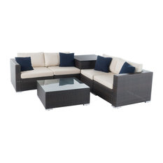 GDF Studio Isabel Outdoor Wicker Sectional Sofa With Storage, 6-Piece Set
