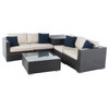 GDF Studio Isabel Outdoor Wicker Sectional Sofa With Storage, 6-Piece Set