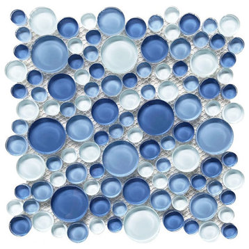 Circular Glass Tile Series Ocean Blue Pool Rated Tile Flooring Floors Walls